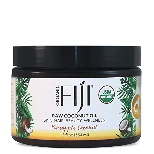 Organic Fiji Raw Cold Pressed Coconut Oil for Hair Skin Face Body Relaxing Massage Oil Pineapple Coconut12 oz for Women