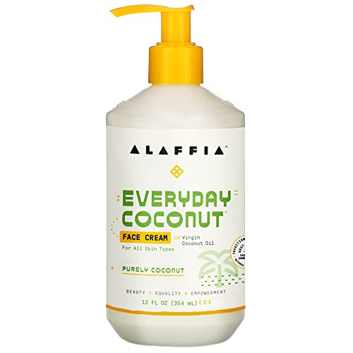 Alaffia Everyday Coconut Face Cream Skin Care with Virgin Coconut Oil Moisturizer for Firmness Elasticity Helps Reduce t