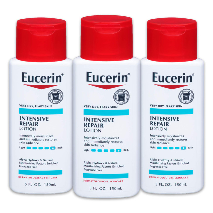 Eucerin Intensive Repair Lotion Rich Lotion for Very Dry Flaky Skin 5 fl oz Bottle Pack of 3