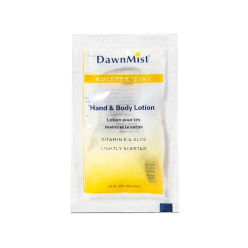 Dukal DawnMist Moisturizing Lotion 100 Pack Hand Body Aloe Vitamin E Coconut Fragrance 035 oz SingleUse AlcoholFree