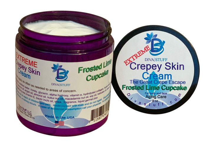 Extreme Crepey Skin Body Face Cream With Hyaluronic Acid Alpha Hydroxy and More by Diva Stuff Frosted Lime Cupcake