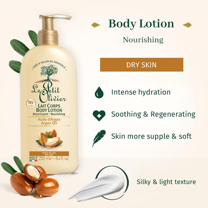 Le Petit Olivier Nourishing Body Lotion Light NonGreasy Texture Enriched With Argan Oil Nourishes Skin Leaving it Soft a