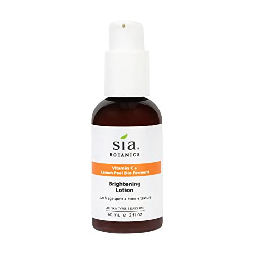 Sia Botanics Brightening Face Lotion 59ml2oz Pump Bottle Facial Moisturizer wVitamin C Lemon Peel Bio Ferment Aloe Vera