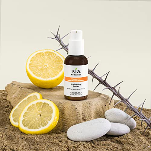 Sia Botanics Brightening Face Lotion 59ml2oz Pump Bottle Facial Moisturizer wVitamin C Lemon Peel Bio Ferment Aloe Vera