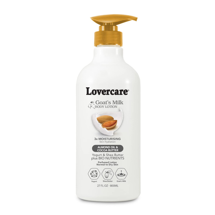 Lovercare Goat Milk Body Lotion for Dry Skin Almond Oil Cocoa Butter 2705oz 800ml Single