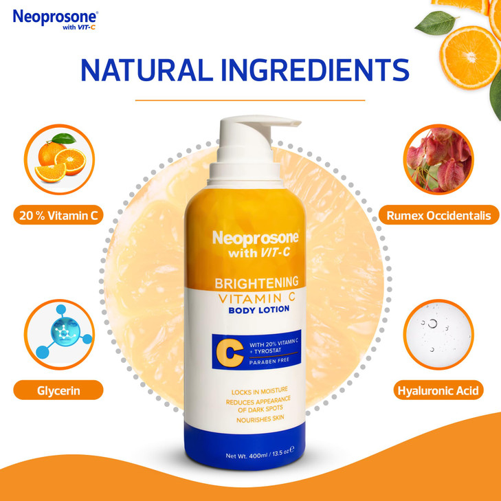 Neoprosone Brightening Body Lotion 135 Fl Oz 400ml Formulated to Fade Dark Spots on Elbows Knees Neck Body and Intimate