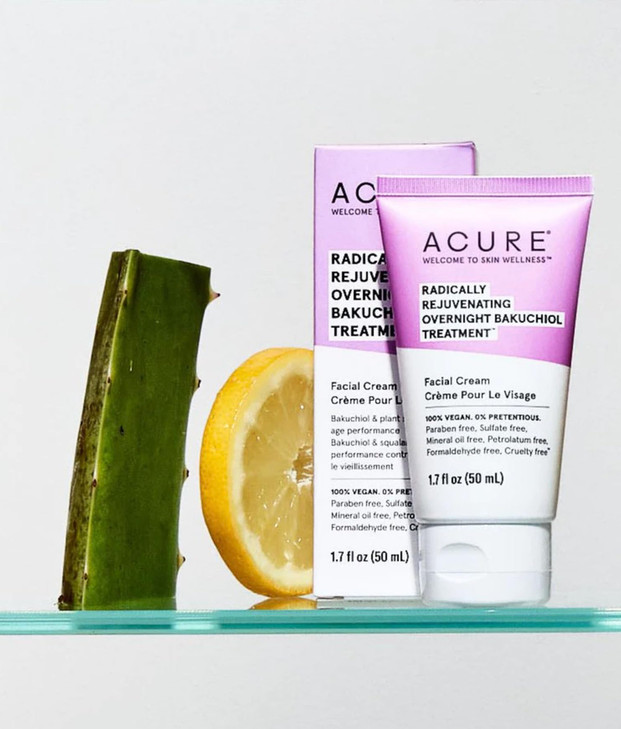 Acure Radically Rejuvenating Bakuchiol Facial Cream Plant Squalane Retinol Alternative for Overnight Skin Treatment Vega