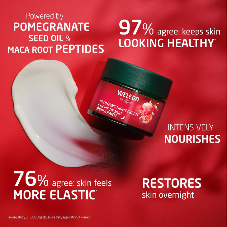 Weleda Face Care Plumping Night Cream Plant Rich Moisturizer with Pomegranate and Maca Root Peptides