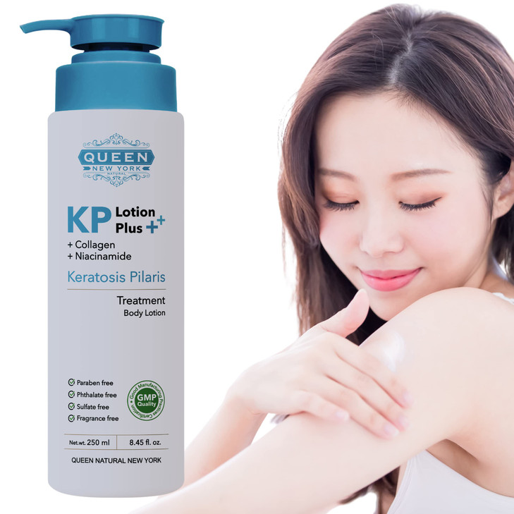 QUEEN KP PLUS Keratosis Pilaris Lotion with Collagen Niacinamide for Rough Bumpy Skin Exfoliating 12 Glycolic 2 Salicyli