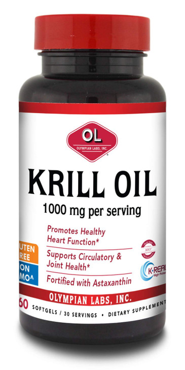 Olympian Labs Antarctic Krill Oil 1000mg Caps with Astaxanthin Omega3 EPA DHA Immune Joint Brain Support 60 Softgels