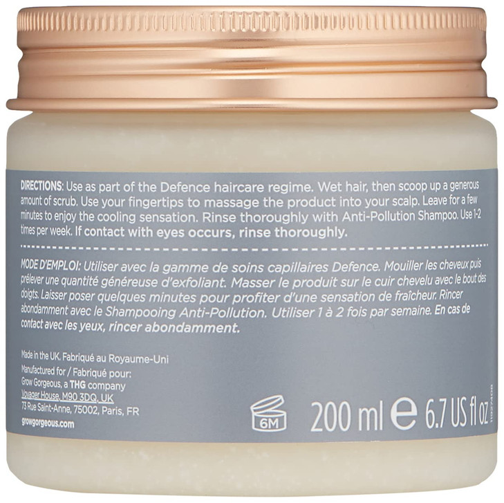 Grow Gorgeous City Defense Scalp Scrub 200ml For Detoxifying and Removing Buildup from Oily Scalps Vegan