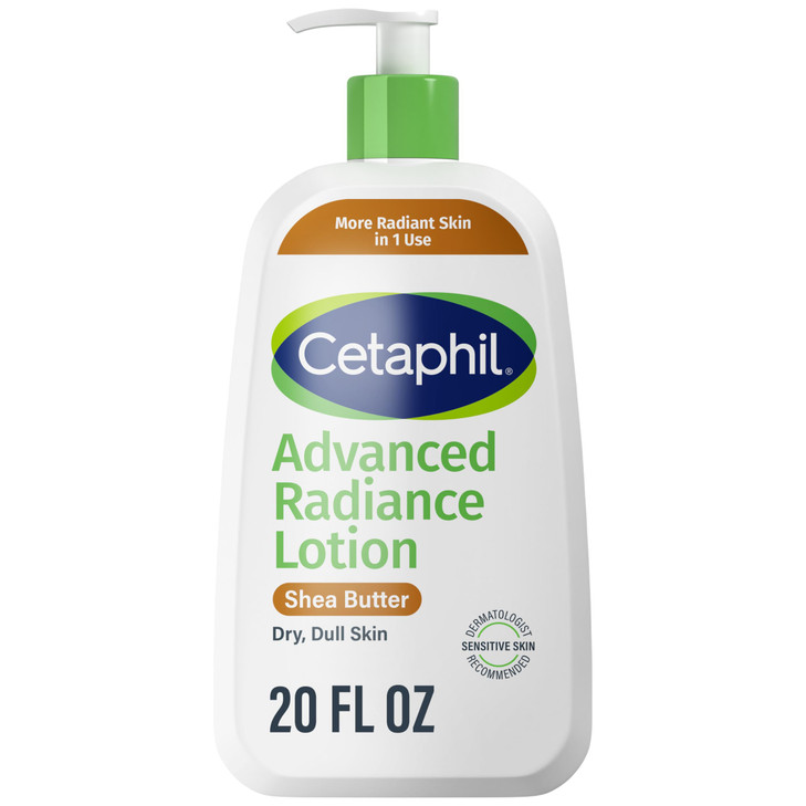 Cetaphil Body Lotion Advanced Radiance Lotion with Shea Butter for Dry Sensitive Skin 20 oz Fragrance Free Hypoallergeni
