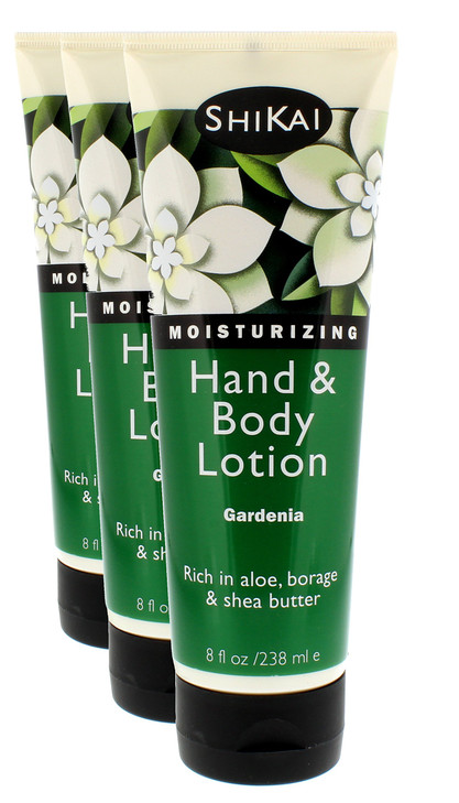 ShiKai Gardenia Hand Body Lotion 8oz Pack of 3 Daily Moisturizing Skincare for Dry and Cracked Hands With Aloe Vera Vita
