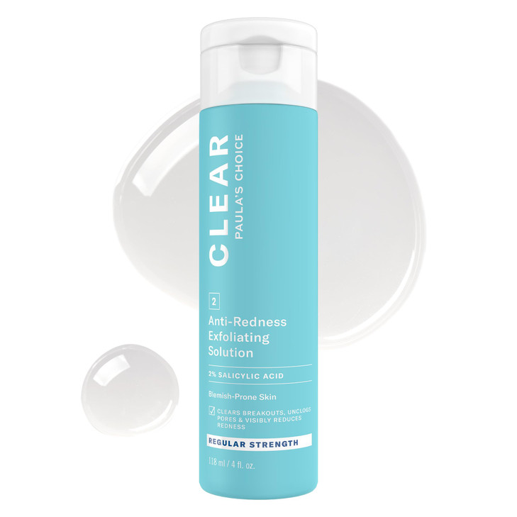 Paulas Choice CLEAR AntiRedness Exfoliating Solution 2 Salicylic Acid Liquid Exfoliant for Face Face Exfoliant for Mild