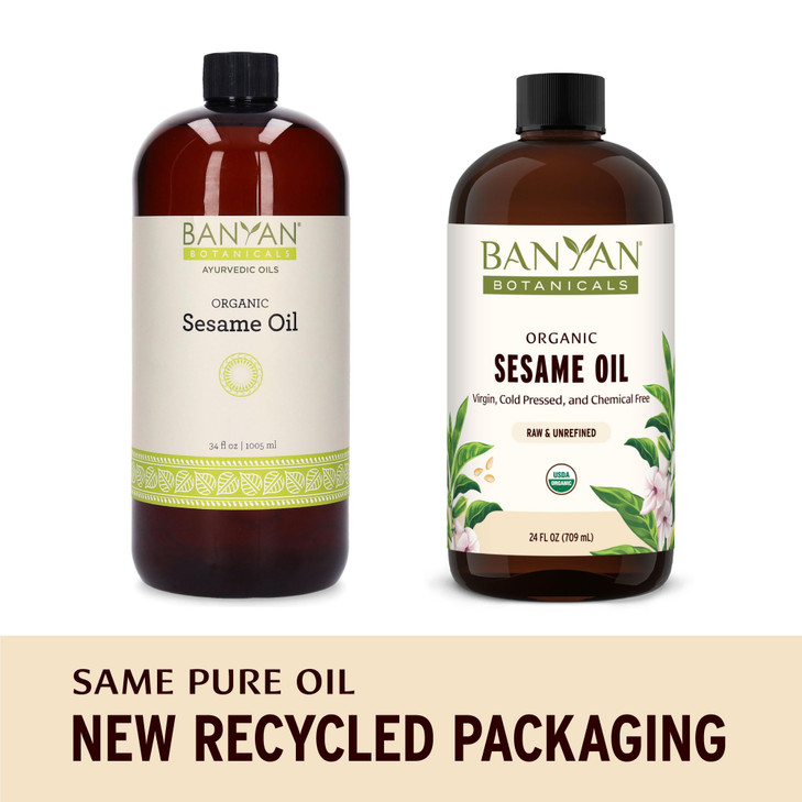Banyan Botanicals Sesame Oil Organic Unrefined Ayurvedic Oil for Skin Hair Oil Pulling More Multiple Sizes 34oz Non GMO