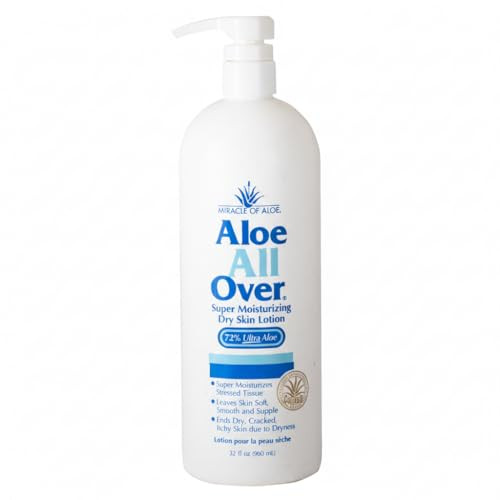 Miracle of Aloe Aloe All Over Super Moisturizing Dry Skin Lotion 32 oz Made with 72 UltraAloe Aloe Vera Gel Safe for Eve