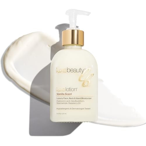 Luxe Beauty Non Greasy Hyaluronic Acid Moisturizer for Face Neck Hands Anti Aging Non Toxic Body Lotion Vanilla Lotion w