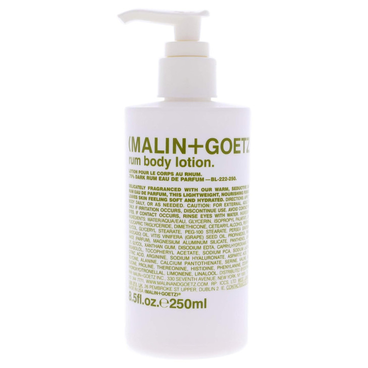 MALINGOETZ Rum Body Lotion Lightweight Hydrating Lotion with Vitamin B5 Avocado Grapeseed Oils Nourishing FastAbsorbing