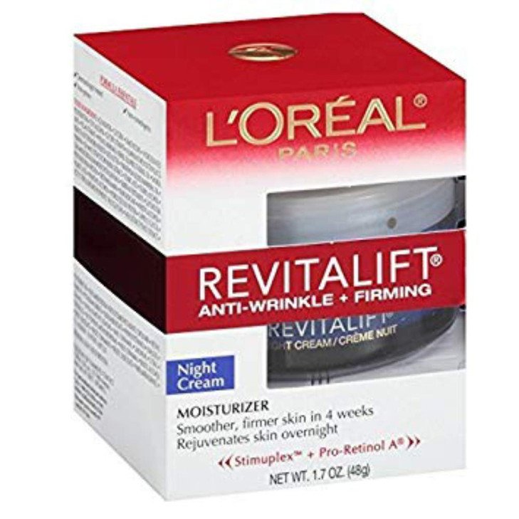 LOreal Paris RevitaLift AntiWrinkle Firming Night Cream Moisturizer 17 oz Pack of 4