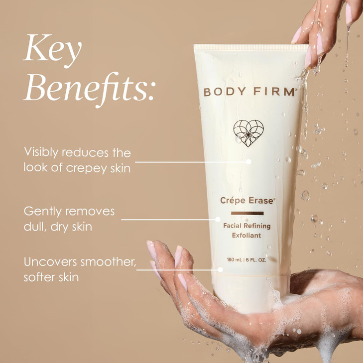 BODY FIRM Crepe Erase Refining Facial Scrub AntiAging Skin Care Exfoliating Face Wash with Gentle AHA BHA Exfoliators Ex