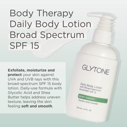 Glytone Daily Body Lotion with SPF 15Broad Spectrum Sunscreen Moisturizer for Body Spf Lotion with Glycolic Acid Shea Bu