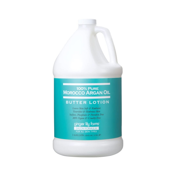 Ginger Lily Farms Salon Formula 100 Pure Morocco Argan Oil Butter Lotion for All Skin Types 100 Vegan CrueltyFree 1 Gall