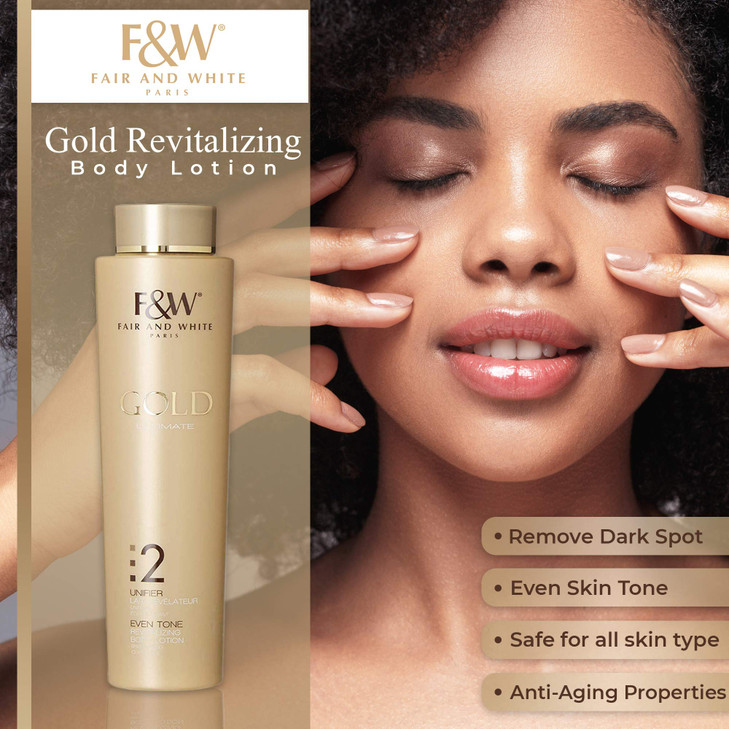 FAIR WHITE 2 Gold Revitalizing Body Lotion 500ml 176floz with Argan Oil Vitamin E and Shea Butter