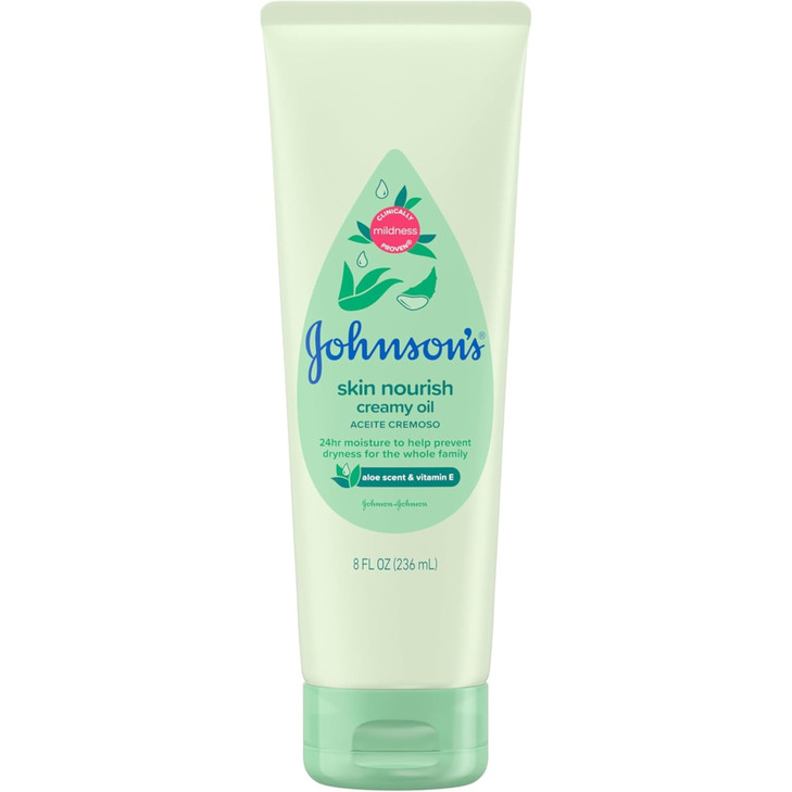 Johnson Johnson Johnsons Baby Creamy Oil Aloe Vitamin E 8 Ounce Pack of 6