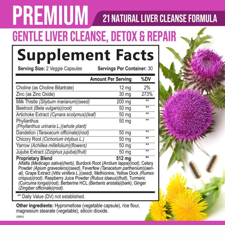 Liver Cleanse Detox & Repair Formula - 20-in-1 Advanced Liver Support Supplement with Silymarin Milk Thistle, Dandelion Root, Artichoke Extract, Turm