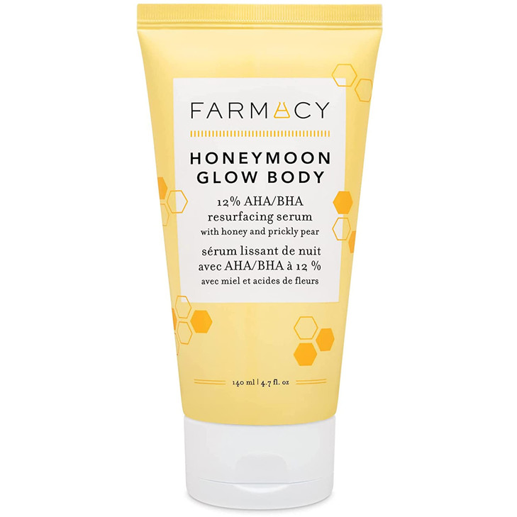 Farmacy Honeymoon Glow Body AHA and BHA Body Serum with Hyaluronic Acid Resurfacing Lactic Acid Body Lotion for Dry Skin