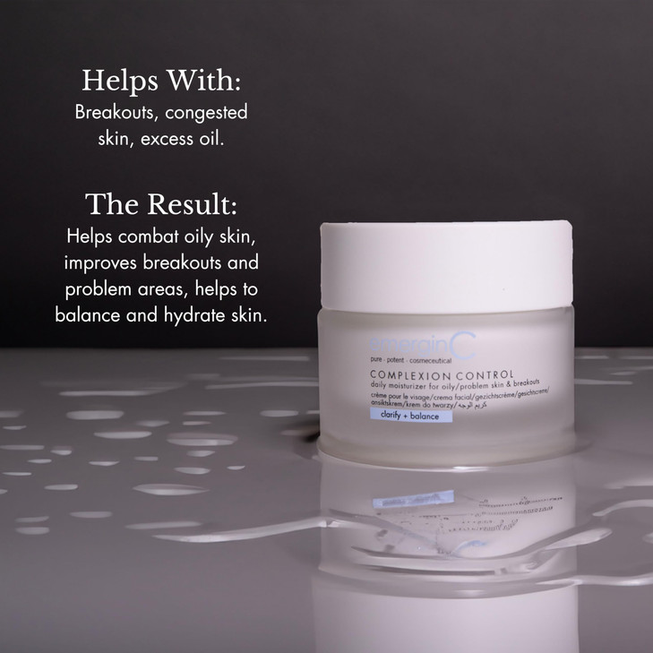 emerginC Complexion Control Lightweight Facial Moisturizer Cream for Oily Combination Blemish Prone Skin Day and Night C