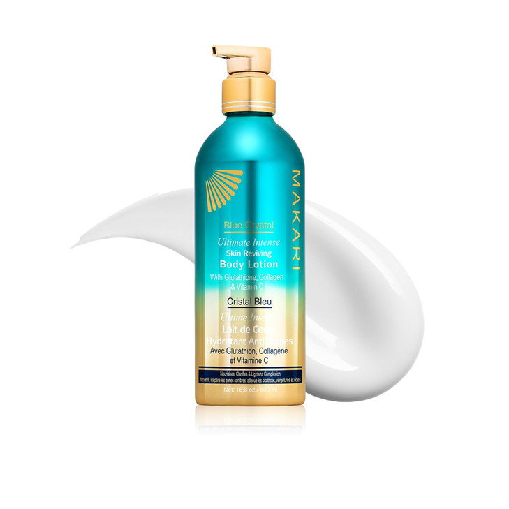 Makari Ultimate Intense Blue Crystal Skin Reviving Body Lotion 168 oz Body Lotion with Glutathione Collagen Body Moistur