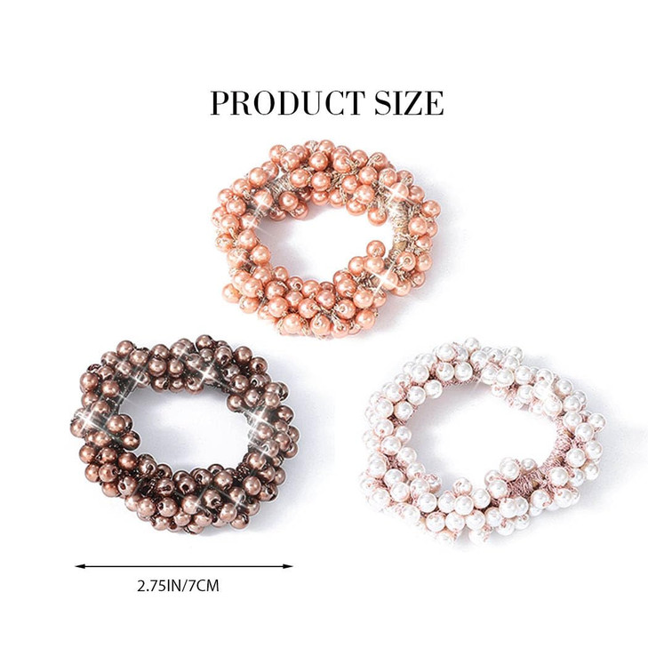 Unicra Pearl Hair Ties Beaded Hair Scrunchies Ponytail Holder Hair Accessories for Women Pack of 3 online at globaldelivered