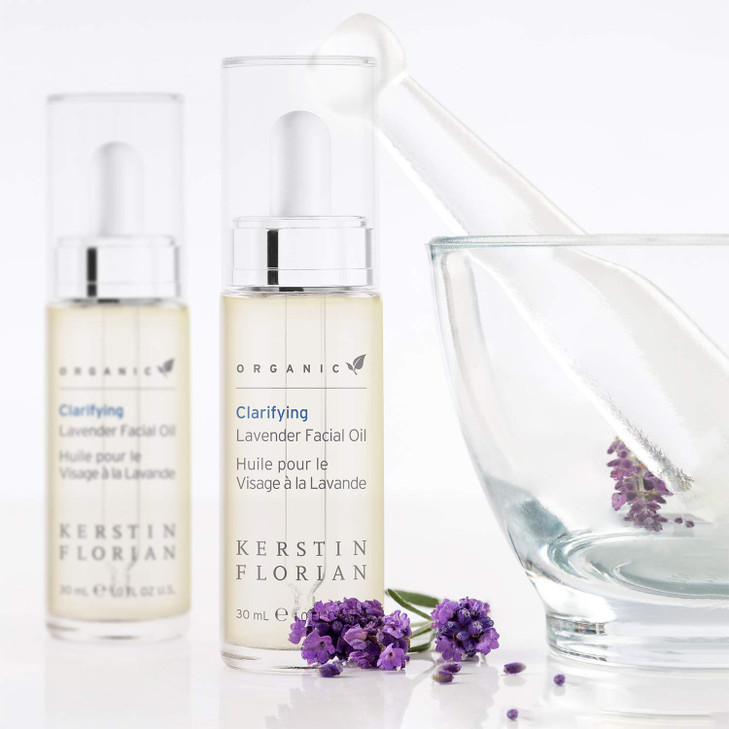 Kerstin Florian Organic Clarifying Lavender Facial Oil Moisturizing Face Oil with Sea Buckthorn Argan Jojoba Oils for Al