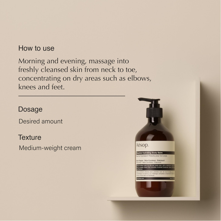 Aesop Resolute Hydrating Body Balm Nourishing Moisture with Shea Butter Macadamia and Coconut Oil Blend Spicy Woody Scen