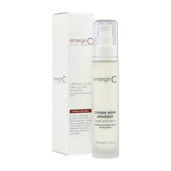 emerginC Crease Ease Emulsion Intensive Face Neck Serum with Peptides MicroCollagen Sweet Almond for Aging Skin 16 oz 50