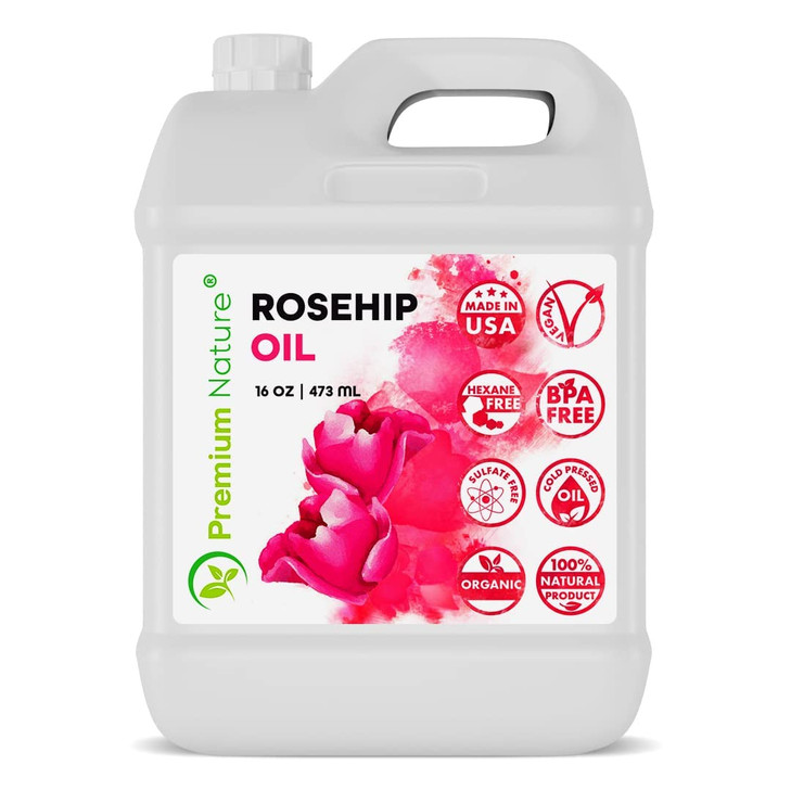 Rosehip Oil for Skin Face Body Hair Nails 16oz Cold Pressed Unrefined Rose Hip Seed Oils Moisturizing Facial Oils Bulk A