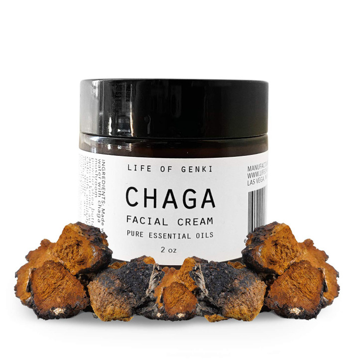 life of genki Chaga Mushroom Face Lotion 2oz All Natural Cedarwood Scent Shea Butter Moisturizer Antioxidant Paraben Fre