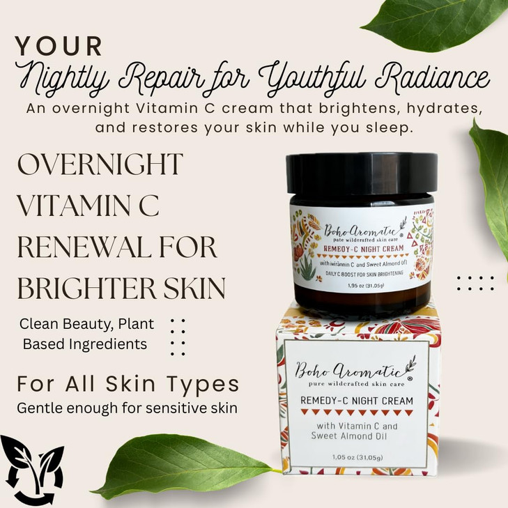 Boho Aromatic Vitamin C Night Cream for Face Brightening Vitamin C Moisturizer Face Cream Hydrating Rich Night Serum Cre