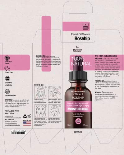 Purifect AntiAging Rosehip Oil Facial Serum for Acne Scars Wrinkles Moisturizes and Repairs Made in USA Naturally Fortif