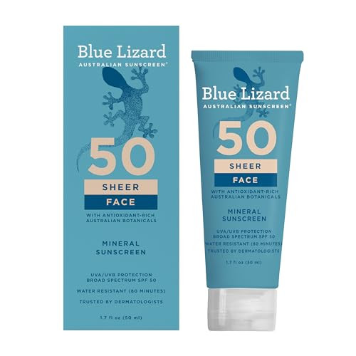 Blue Lizard Sheer Face Mineral SPF 50 Sunscreen Lotion 100 Mineral Formula Blue Light Protection Lightweight No White Ca