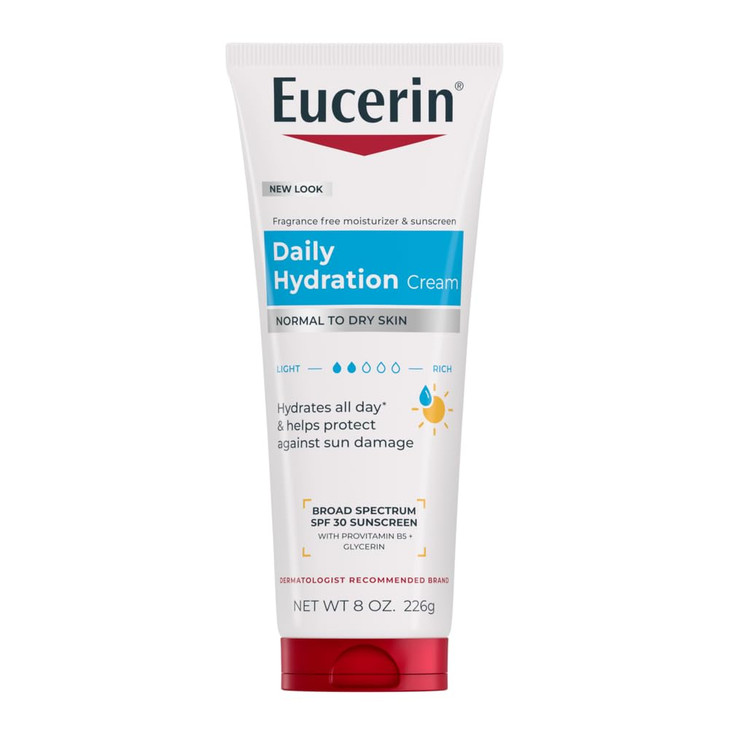 Eucerin Daily Hydration Broad Spectrum SPF 30 Sunscreen Body Cream for Dry Skin Fragrance Free Sunscreen Moisturizer 8 O
