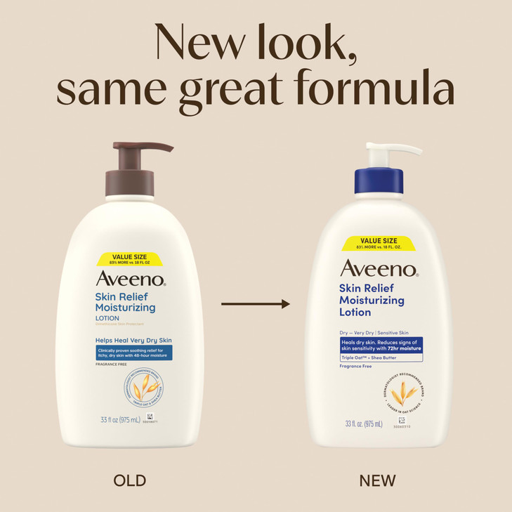 Aveeno Skin Relief Moisturizing Lotion Heals Very Dry Sensitive Skin FastAbsorbing Body Lotion with Triple Oat Shea Butt