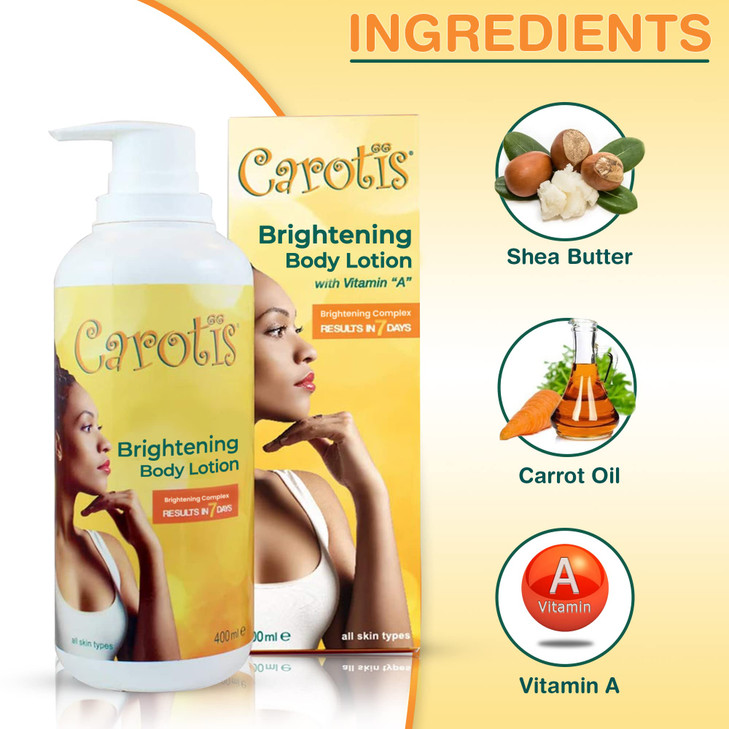 CAROTS Skin Brightening Lotion 135 Fl oz 400ml For Body Knees Elbows Hands with Carrot Oil and Vitamin A