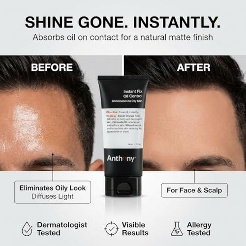 Anthony Instant Fix Oil Control for Men Mattifying Lotion for Oily Skin Moisturizer and Pore Minimizer Instantly Elimina