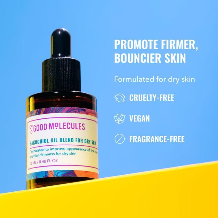 Good Molecules Bakuchiol Oil For Dry Skin Ultra Hydrating Natural Blend with Bakuchiol and Rosehip Oil Promotes Collagen