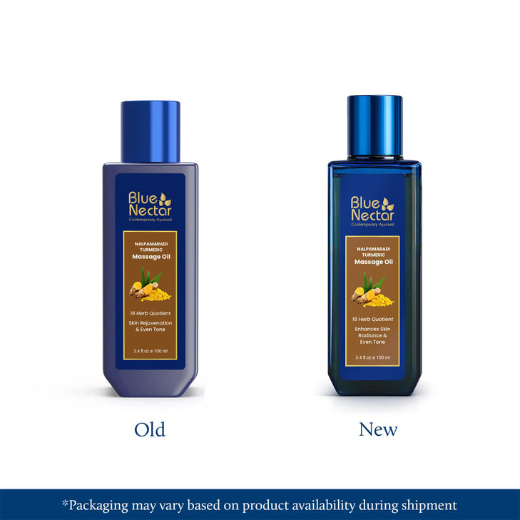 Blue Nectar Nalpamaradi Tailam Skin Radiance Oil with Turmeric Plant Based Body Oil and Face Oil Infused with Turmeric A