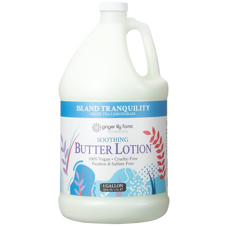 Ginger Lily Farms Botanicals Soothing Butter Lotion for Dry Skin Island Tranquility 100 Vegan CrueltyFree Green Tea Lemo