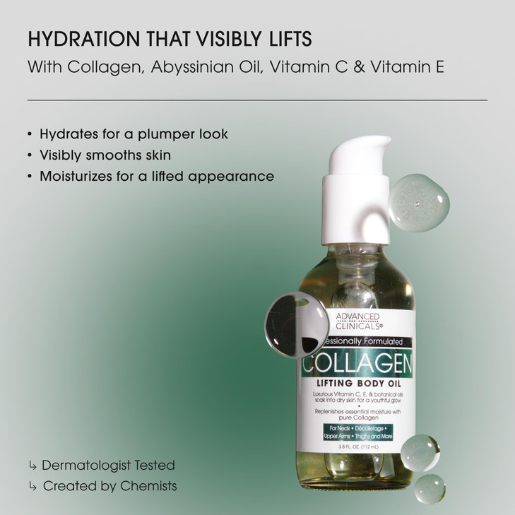 Advanced Clinicals Hydrating Collagen Oil For Body After Shower Visible Anti Aging Moisturizing Collagen Body Oil For Wo