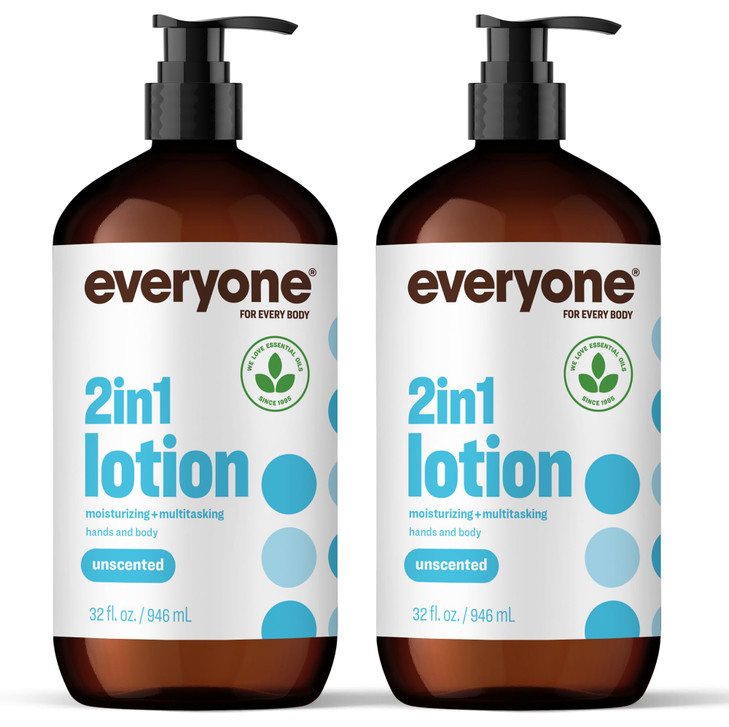 Everyone 2in1 Lotion for HandsBody 32 ounce Pack of 2 Unscented made for Men and Women